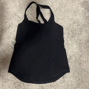 Lululemon Work It Out Tank Black Tank Top Size 12 CrissCross Strappy Back